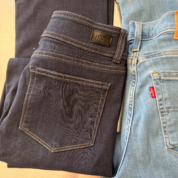 Lot of 2 Jeans Paige HR Manhattan & Levi 724 HR Straight Both size 28 - Picture 5 of 7